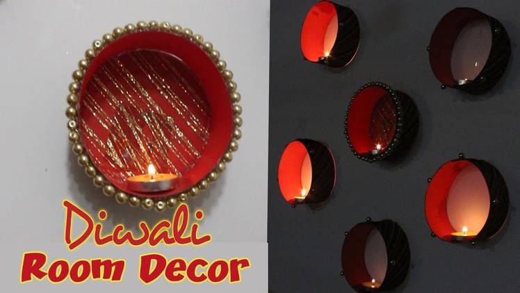 DIY Diwali room decor 2017 | floating candles wall hanging | easy room décor ideas | #diwali2k17