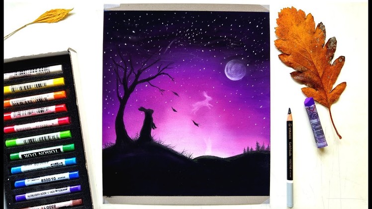 Drawing Time Lapse: A purple night sky | Leontine van vliet
