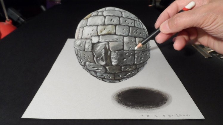 How to Draw 3D Stone Ball, Art Drawing Sphere