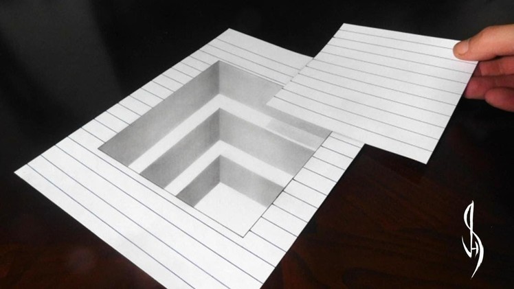 How to Draw a 3D Cutout Hole in Line Paper - Trick Art