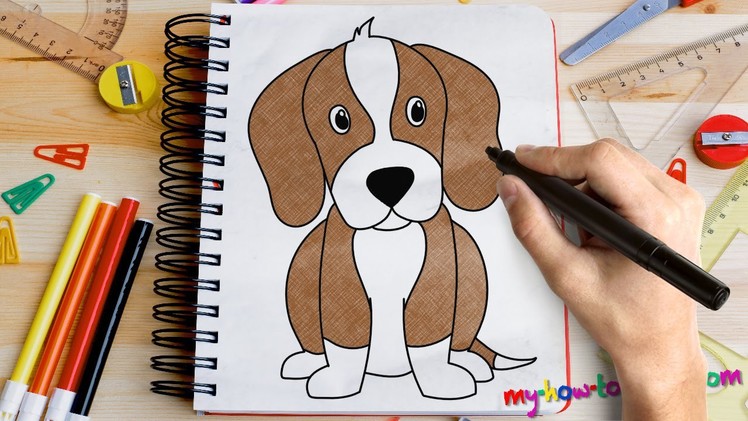 How to draw a Beagle - Easy step-by-step drawing lessons for kids