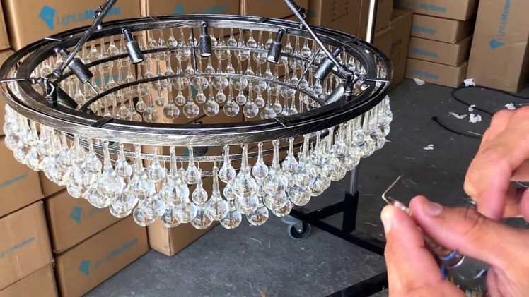 How to hang a crystal on a chandelier light fixture DIY Lightupmyhome.com