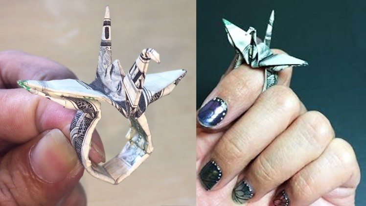How to Make Origami Money Crane Ring Tutorial DIY