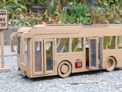 How to make Toy Bus(Folding Door) - Amazing Cardboard Car