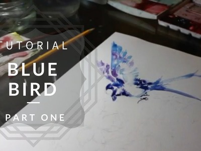 How to Paint: Blue Bird with Lilies. Watercolor TUTORIAL. PART ONE