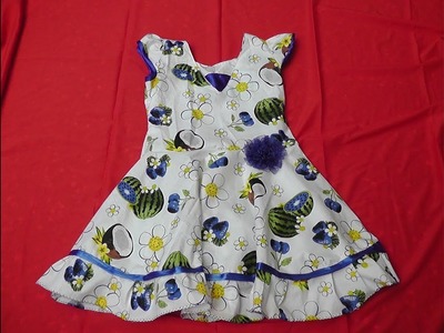 KIDS COTTON UMBRELLA FROCK WITH FRILLS AND SLEEVES CUTTING AND STITCHING PART - 2