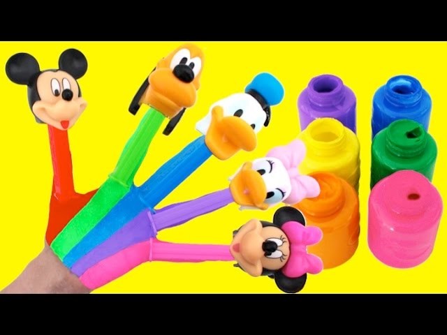 Learn Colors for Kids Body Paint Finger Family Nursery Rhymes PEZ Mickey Mouse Clubhouse RL