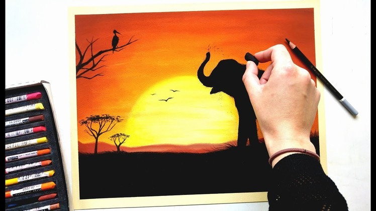 Let's visit the African savanna! Drawing time lapse | Leontine van vliet