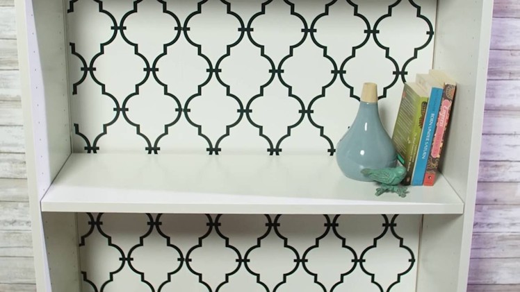 Makeover a Bookcase with Peel and Stick Wallpaper