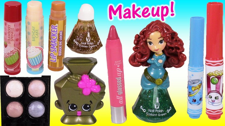 Makeup Bag SURPRISE! Lip SMACKER Lip Balms Disney Princess SHOPKINS Eyeshadow! Cosmetics