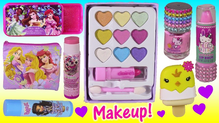 Makeup Beauty Bonanza 2! Lip Balm Hello Kitty Disney Princess Lip GLOSS! Fun Squishies!