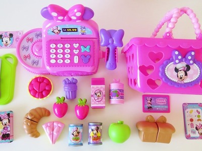 Minnie Mouse bowtastic cash register shopping basket velcro cutting fruit food kitchen accessory