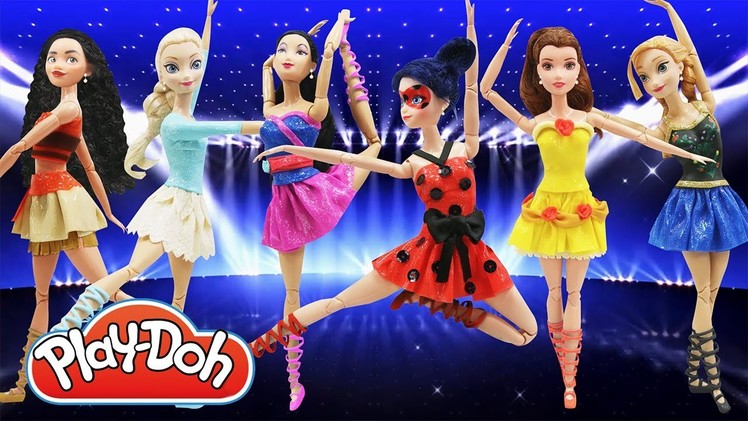 Play Doh Ballerina Disney Princess Moana Elsa Anna Mulan & Miraculous Ladybug