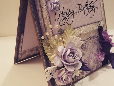 Shabby Chic Purple Birthday Card