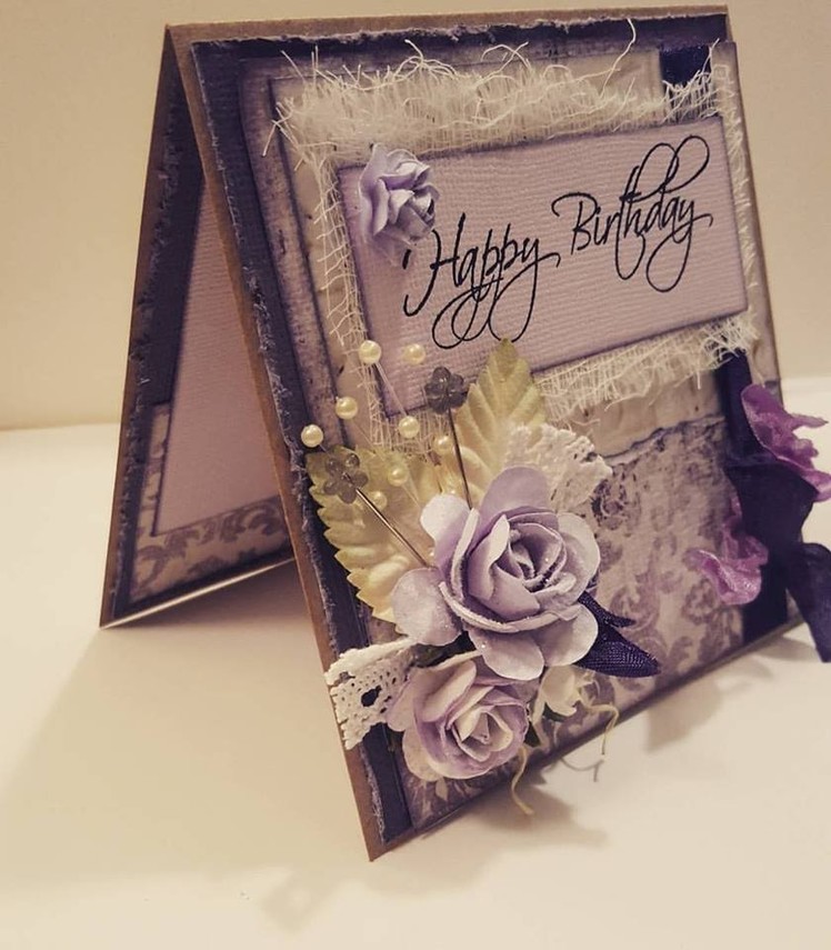 Shabby Chic Purple Birthday Card