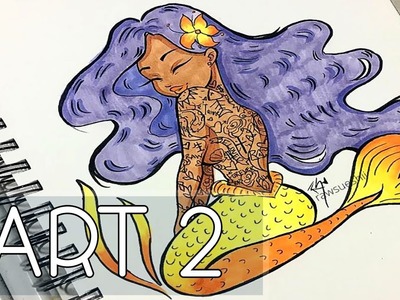 ♡ Tatted Mermaid PART 2 | Coloring with Copics ♡