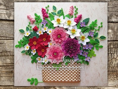 Tutorial Quilling Dahlia Flowers Basket - DIY