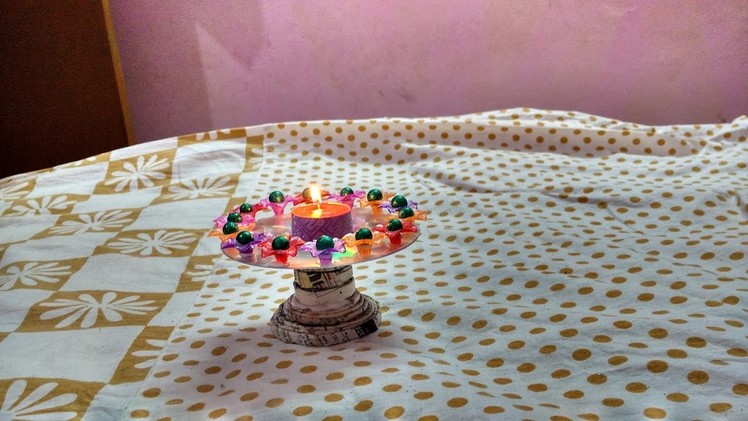CD candle stand with newspaper Best out of waste. |  DIY || art with neha ||