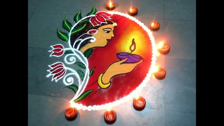 Diwali Special Beautiful Poster Rangoli - Dipawali Kolam - Creative Design - By Latest Rangoli