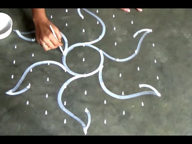 Diwali Special Rangoli designs with 9x5 dots.Diwali Kolam designs with dots