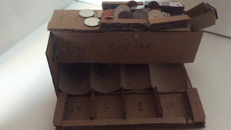 DIY compact and small cardboard coin sorter