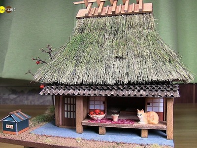 DIY Miniature Dollhouse kit   Thatched Roof House of Miyama　ミニチュア美山の茅葺き民家キット作り