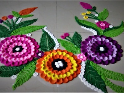 Easy Flower Design Rangoli Using Spoon| Creative Rangoli by Shital Mahajan.