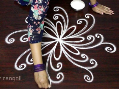Easy free hand rangoli  designs || simple kolam designs with dots || easy muggulu designs