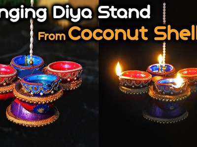 Hanging Diya Stand from Coconut Shell | Diwali Special | Best out of waste | Art with Creativity