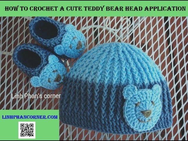 How to crochet a cute Teddy Bear head application || Hướng dẫn móc hình gấu