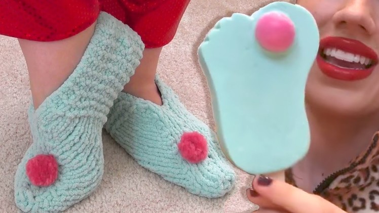 How to Knit SLIPPERS | Froze Toes Miranda Sings Haters Back Off DIY Craft