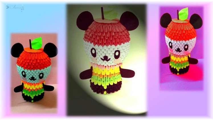 How to make 3d origami - panda apple