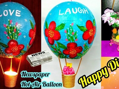 How to make Newspaper Lantern-Hot Air Balloon Craft | Diwali.Christmas home decor