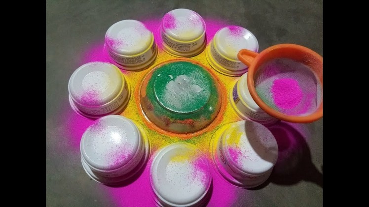 How to make Unique Rangoli Design using Bowls for Diwali
