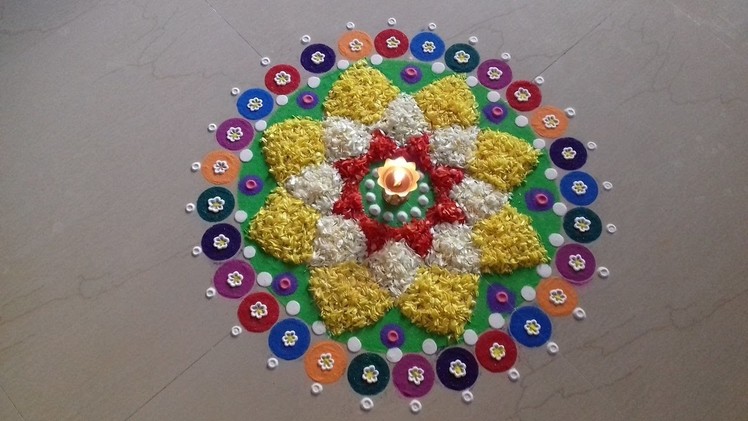 Latest rangoli designs with colours.festival rangolis.flower rangoli