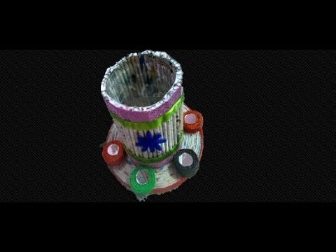 MOBILE stand using newspaper and plastic bottle, || DIY || art with neha ||