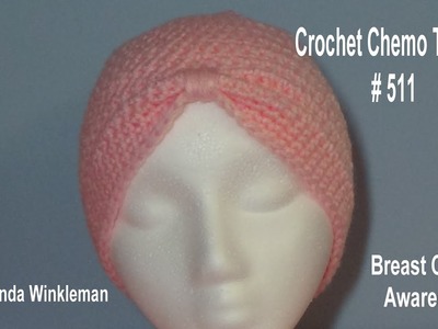 October Breast Cancer Awareness Crochet Chemo Turban # 511 FREE PATTERN