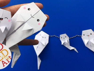 Origami Ghost DIY - Easy Paper Ghost Garland - Love this Easy Paper Ghost DIY