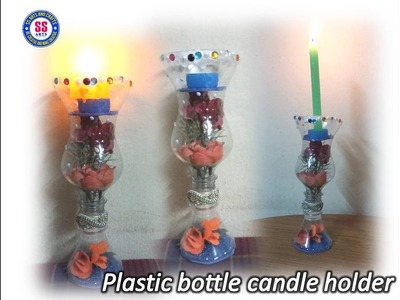 Plastic bottle turned in to a candle holder||plastic bottle decorative show piece