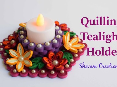 Quilling Tealight Holder.How to make Quilling Diya Stand for Diwali