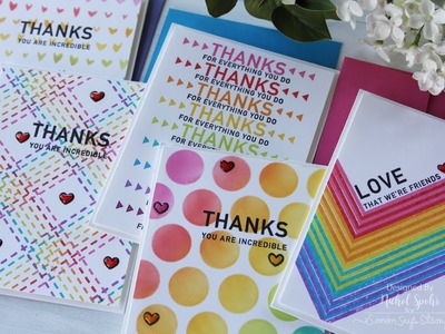 Rainbow Stamped Single Layer Cards