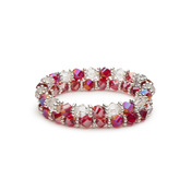 Ruby Red Beads and Clear Bicones Stretch Bracelet Combination