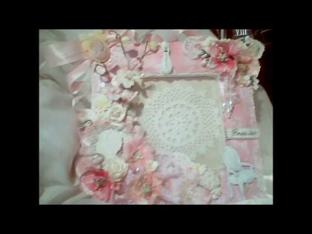 Shabby Vintage Altered Frame in Pink and White