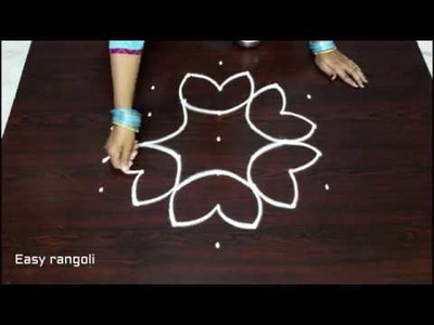 Simple kolam designs with 7x4 dots || chukkala muggulu with dots || easy rangoli designs