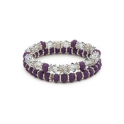 Sparkling Purple Rondelles and Crystal Bicones Stretch Bracelet Combination
