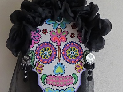 Sugar skull Halloween Dia de Muertos Catrina Dapper Skeleton elegant skull mixed media
