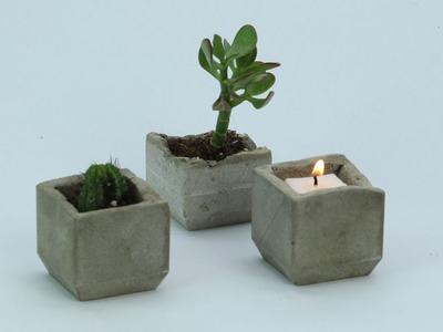 Tiny Plant and Candle Concrete Holders