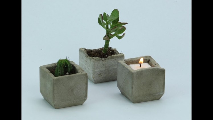 Tiny Plant and Candle Concrete Holders