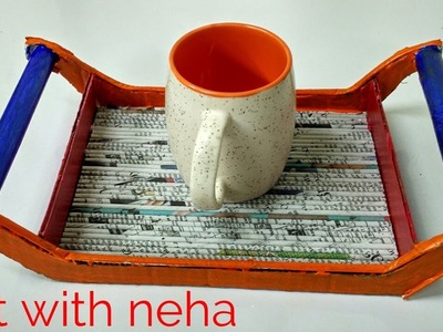 Tray with newspaper and Cardboard Best Out Of Waste || art with neha 84 ||