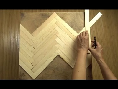 Use Paint Sticks to Create a Herringbone Pattern for a Tabletop